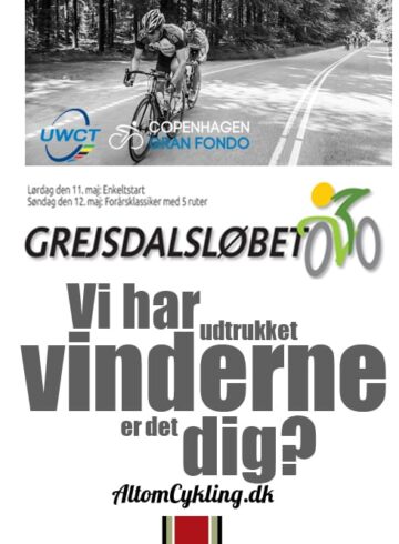 Vinderne at billetter til Copenhagen Gran Fondo og Grejsdalsloebet 2013